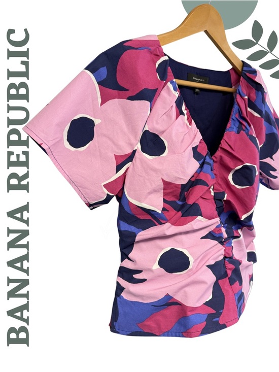 Banana Republic Floral Top Size 6 Pink Blue - Picture 5 of 8